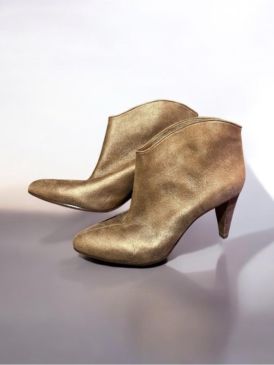Etienne Aigner Shoes - Etienne Aigner Metallic Bronze Suede Pointed Toe Ankle Boots